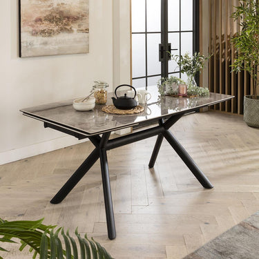Quatropi Modern Extending Ceramic Marble 8 Seater Dining Table Grey 160-240cm
