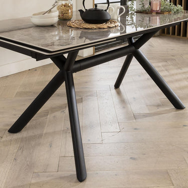 Quatropi Modern Extending Ceramic Marble 8 Seater Dining Table Grey 160-240cm