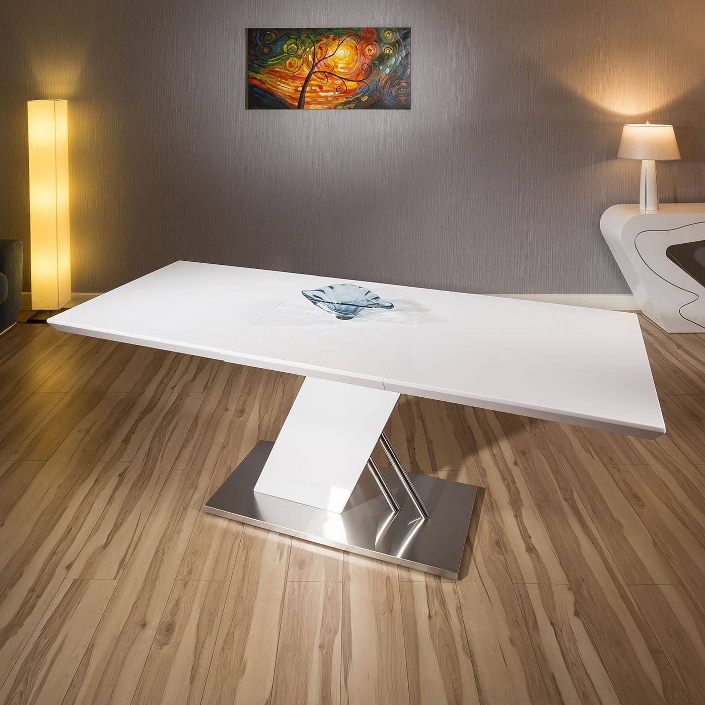 Quatropi Modern Extending Dining Table White Gloss Colour 160 - 220cm top