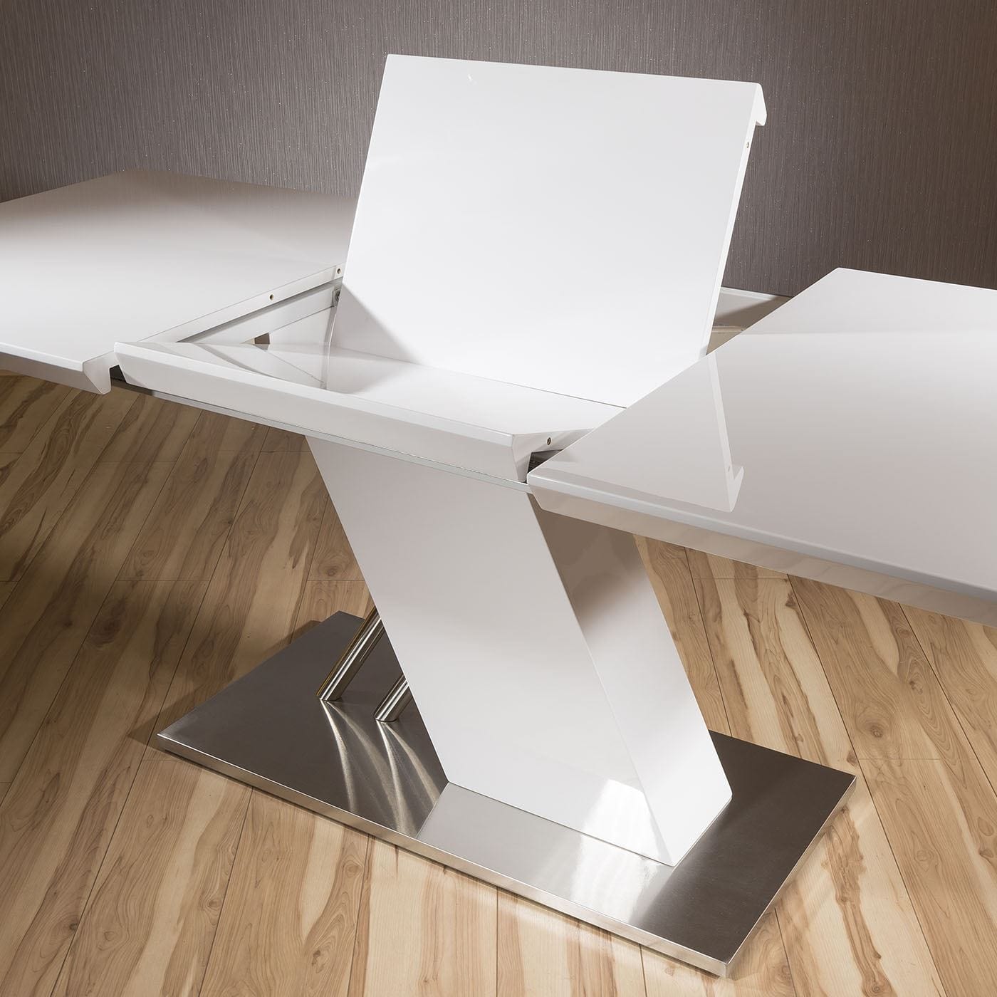 Quatropi Modern Extending Dining Table White Gloss Colour 160 - 220cm top
