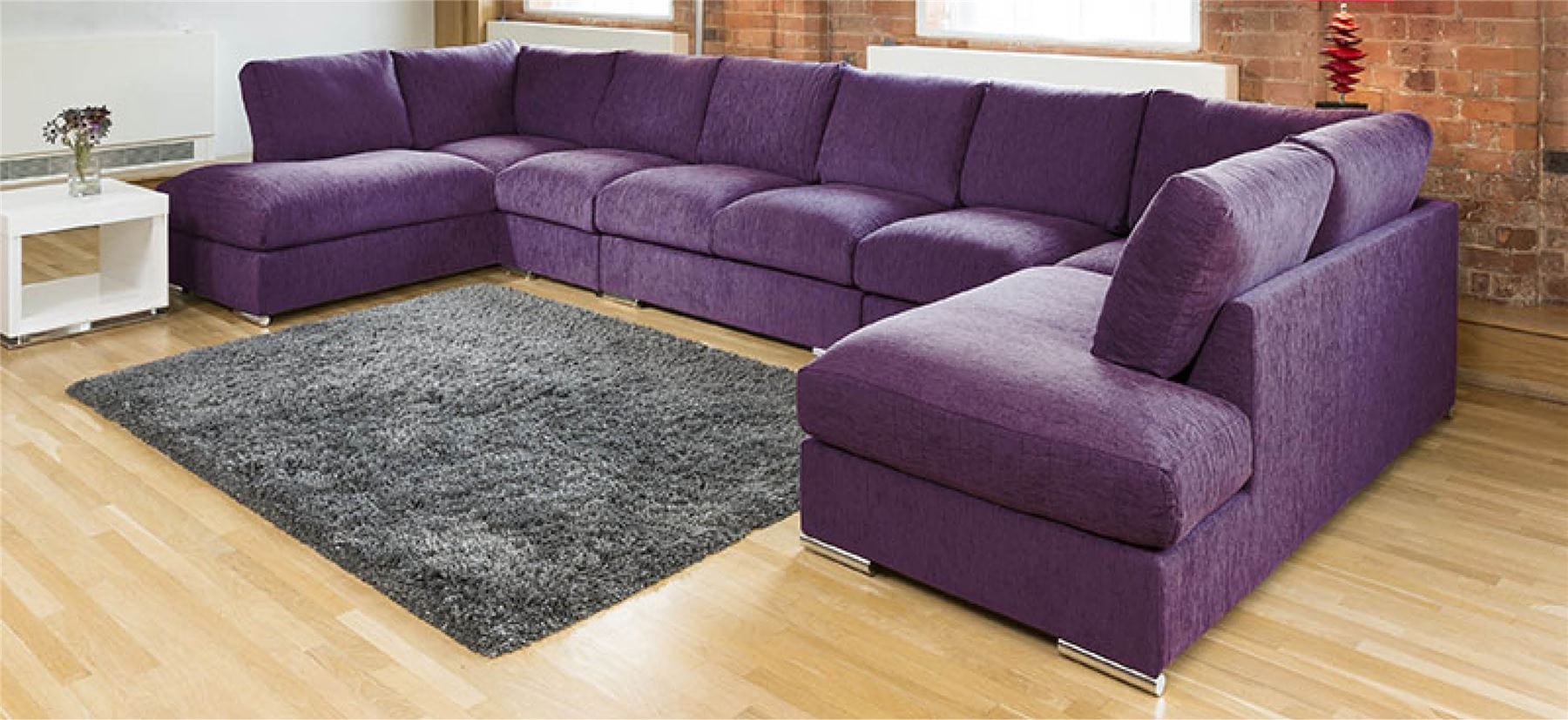 Quatropi Modern Extra Wide Sofa Set Settee Corner Group U Shape Grey 4.7x2.1m