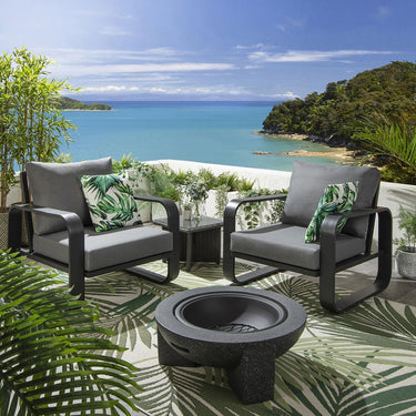 Quatropi Modern Garden Armchair Outdoor Aluminium Chair Black Grey 90cm
