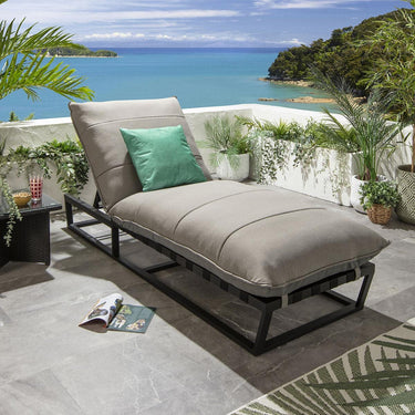 Quatropi Modern Garden Cushioned Sun Lounger Premium Outdoor Patio Beige