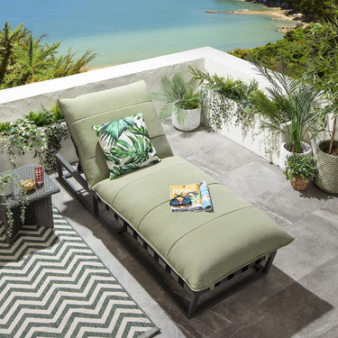 Quatropi Modern Garden Cushioned Sun Lounger Premium Outdoor Patio Green