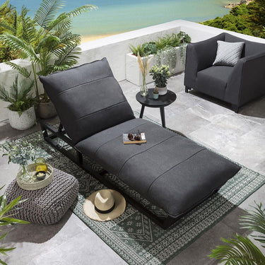 Quatropi Modern Garden Cushioned Sun Lounger Premium Outdoor Patio Grey