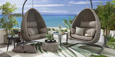 Quatropi Modern Garden Hanging Egg Chair Natural Beige Premium Outdoor Rope