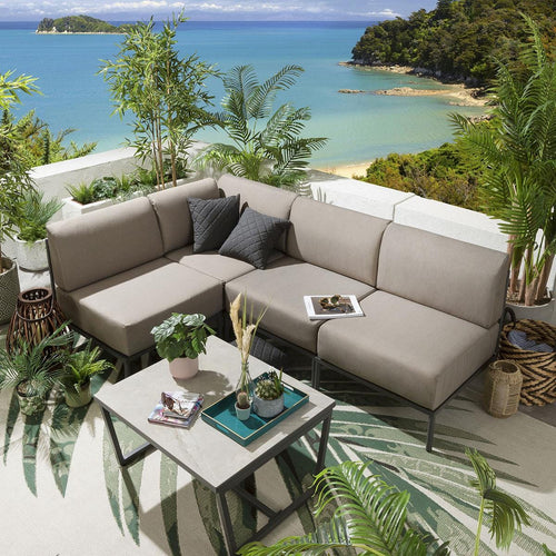 Alfie Modular Garden Corner Sofa Set Coffee 216x144cm L5