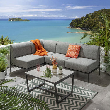 Quatropi Modern Garden L-Shape Corner Sofa 4 Seat Outdoor Patio Grey Aluminium