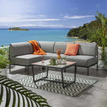 Quatropi Modern Garden L-Shape Corner Sofa 4 Seat Outdoor Patio Grey Aluminium