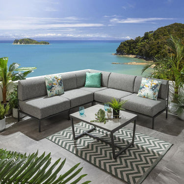 Quatropi Modern Garden L-Shape Corner Sofa 4 Seat Outdoor Patio Grey Aluminium