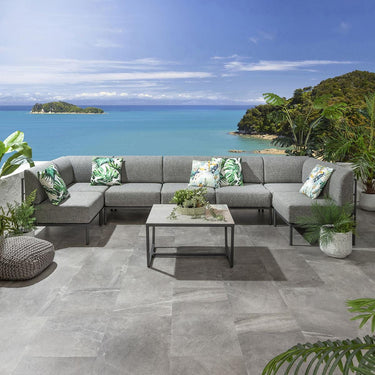 Quatropi Modern Garden U-Shape Corner Sofa 6 Seat Outdoor Patio Grey Aluminium