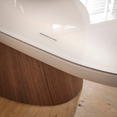 Quatropi Modern Glass Coffee Table Matte White Walnut 140x60cm