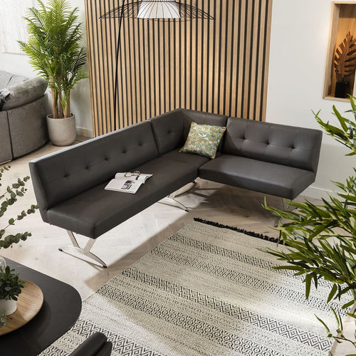 Taylor Modern Corner Dining Bench Grey Faux Leather L/R