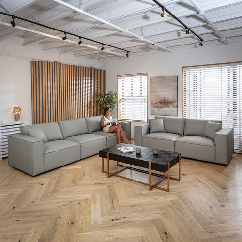 Rupert Leather 2 & 3 Seater Sofa Set Elephant Grey 1+2S
