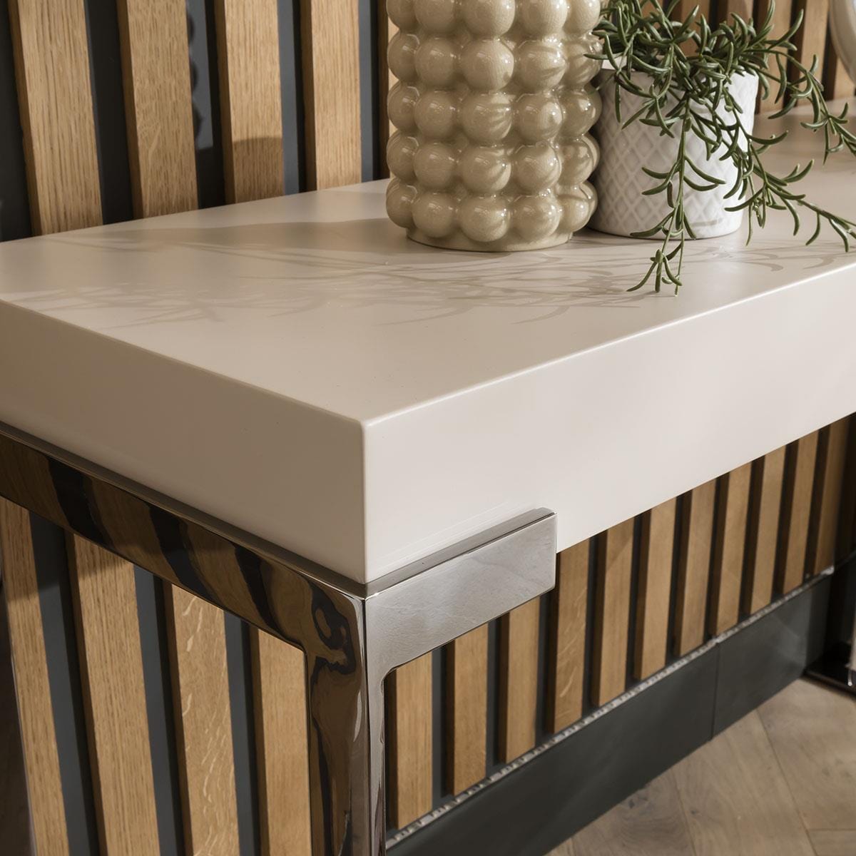 Quatropi Modern Hallway Console Table - Premium Matte Chalk & Metal Legs 120cm