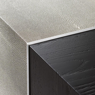 Quatropi Modern Hallway Entrance Console Table Shagreen Black Oak Metal 140cm