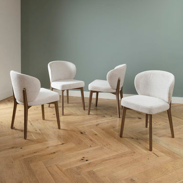 Quatropi Modern Hopsack Fabric Kitchen Dining Room Chair Cream Gold Wood