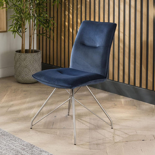 Detroit Navy Blue Velvet Dining Room Chair