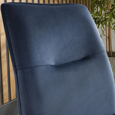 Quatropi Modern Industrial Navy Blue Velvet Fabric Kitchen Dining Room Chair Metal Legs