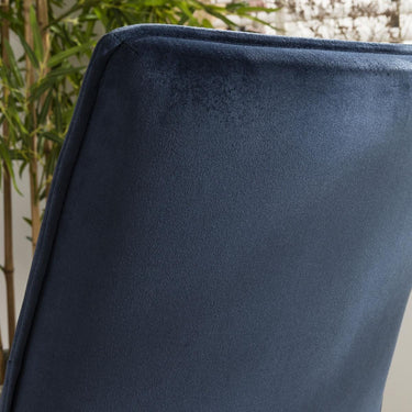 Quatropi Modern Industrial Navy Blue Velvet Fabric Kitchen Dining Room Chair Metal Legs