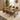 Quatropi Modern Industrial Parquet Wooden 6 Chair Dining Set Tan Leather 220cm