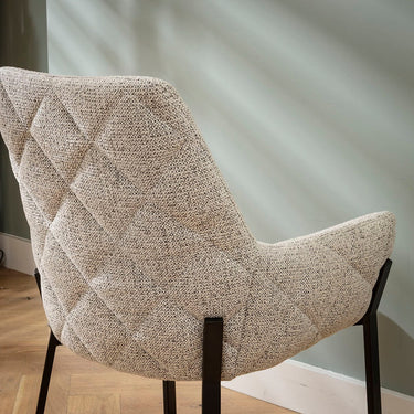 Quatropi Modern Kitchen Carver Dining Chair with Arms Grey Woven Fabric