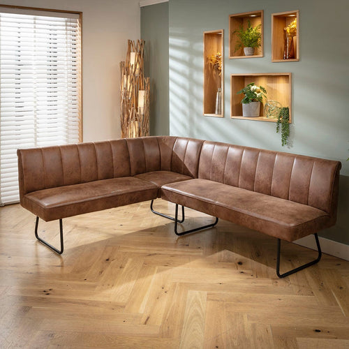 Deco Corner Dining Bench Antique Brown L/R 174x212cm