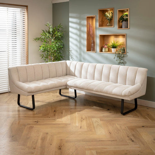 Quatropi Modern Kitchen Corner Dining Bench Right-Hand White Fabric 174x230cm