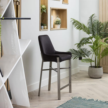 Quatropi Modern Kitchen Counter Bar Stool with Back Charcoal Grey