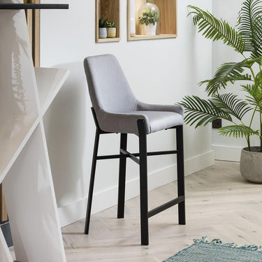 Quatropi Modern Kitchen Counter Bar Stool with Back Light Grey