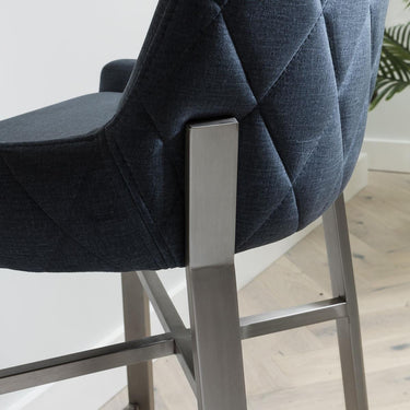 Quatropi Modern Kitchen Counter Bar Stool with Back Metal Legs Blue