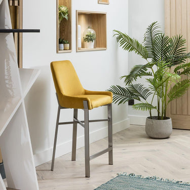 Quatropi Modern Kitchen Counter Bar Stool with Back Mustard Yellow