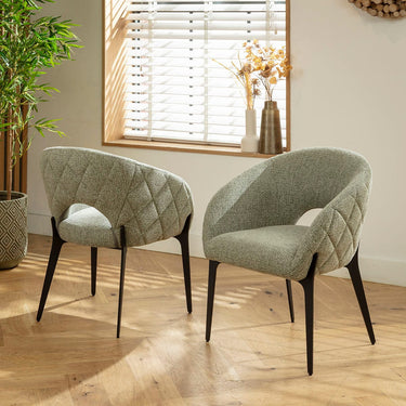 Quatropi Modern Kitchen Dining Room Chair Premium Green Fabric Black Legs