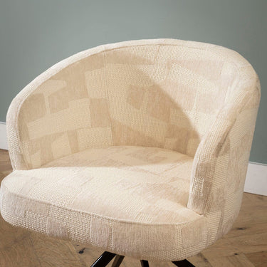Quatropi Modern Kitchen Swivel Dining Room Chair White Cream Fabric