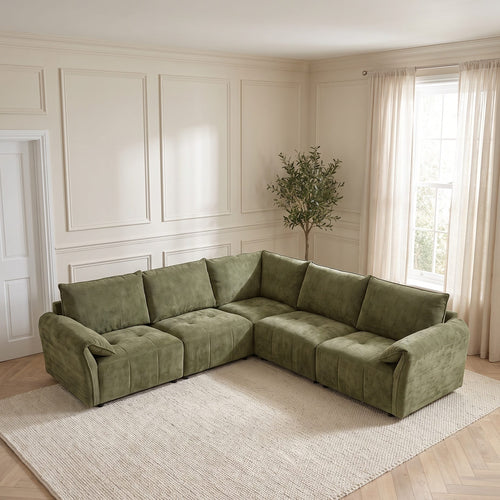 Jasmin Modern 5 Seater Modular Corner Sofa Green 248x248cm 14