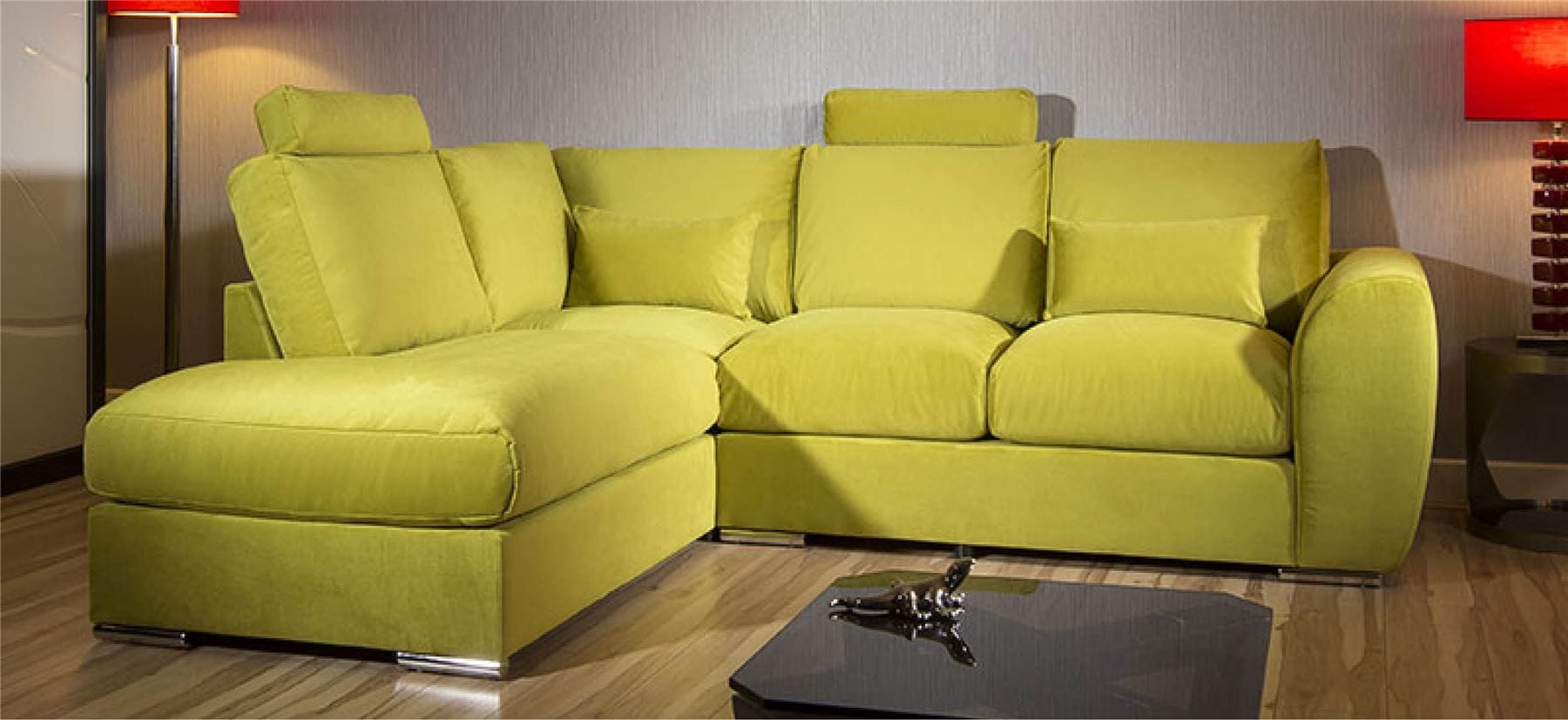 Quatropi Modern L Shape Sofa Set Settee Corner Group 265x210cm Grey Fabric L