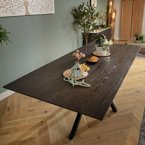 Grado Large 10 Seater Wooden Dining Table Dark Oak 240x105cm [Seconds]
