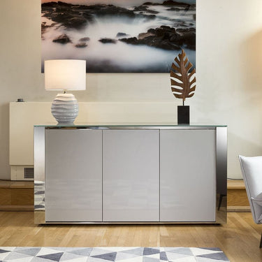 Quatropi Modern Large 3 Door Sideboard Cabinet Storage Fully Assembled Grey 160cm