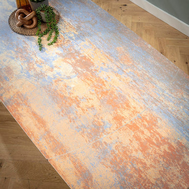 Quatropi Modern Large Extendable Dining Table Blue & Orange Rustic Ceramic 180-260cm