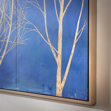 Quatropi Modern Large Framed Wall Artwork Blue & Natural Wood 200x150cm