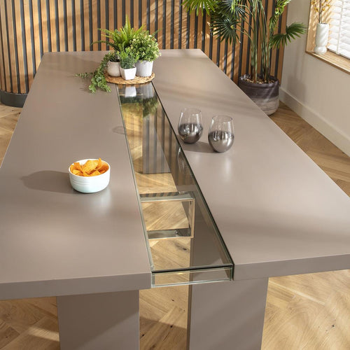 10 Seater Modern Dining Table Glass Matte Taupe 240cm