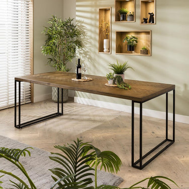 Quatropi Modern Large Solid 8 Seat Wooden Dining Table Parquet Herringbone 220cm