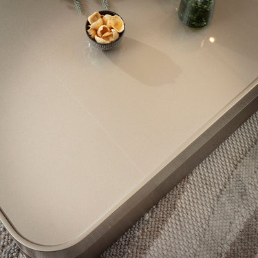 Quatropi Modern Large Square Glass Coffee Table Champagne Gold 100cm x 100cm