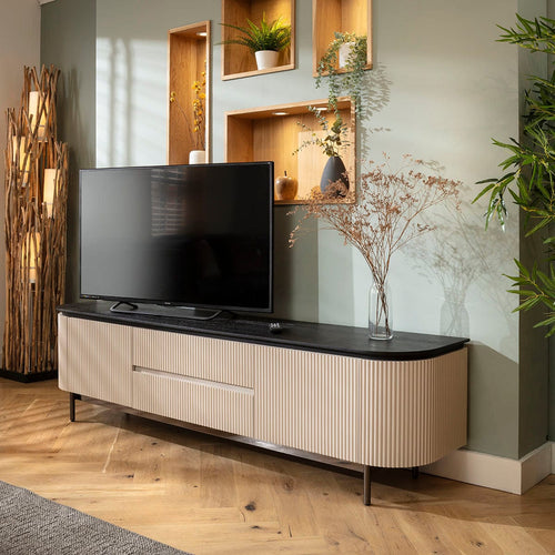 Laura Modern TV Stand Cabinet Matte Chalk 210cm