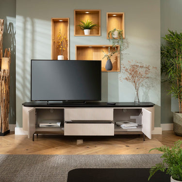 Quatropi Modern Large TV Stand Cabinet Television Media Unit Matte Chalk White 210cm