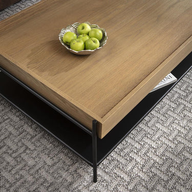 Quatropi Modern Large Wooden Coffee Table Premium Oak Black Metal 160cm x 80cm