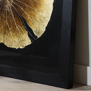 Quatropi Modern Lotus Framed Wall Artwork Gold & Black 114x114cm