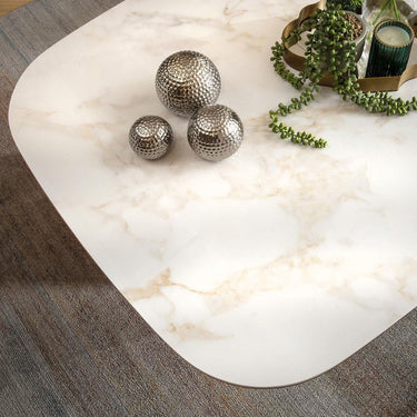 Quatropi Modern Luxury Ceramic Square Coffee Table White Marble Effect 99cm