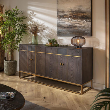 Quatropi Modern Mid Century Brown Wood Sideboard Buffet Cabinet Shagreen 180cm
