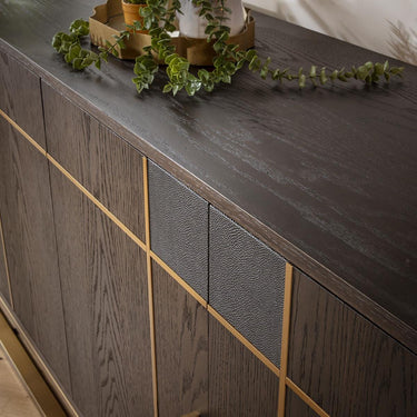Quatropi Modern Mid Century Brown Wood Sideboard Buffet Cabinet Shagreen 180cm